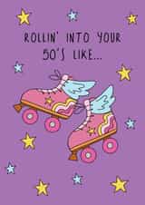 Cute 50th Birthday Card - Rollin Into Your 50's Like... created by @Laura Lonsdale Designs