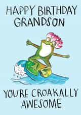 Cute Birthday Card - Grandson - You're Croakally Awesome created by Jelly Armchair