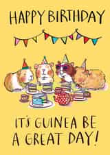 Cute Birthday Card - Guinea Pig Tea Party created by Jelly Armchair