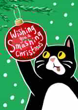 Funny Christmas Card - Cat - Illustration - Bauble created by Running with Scissors