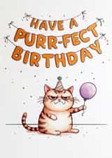 Funny Birthday Card - For Cat Lovers - Have a Purr-fect Birthday - Grumpy Cat created by Inklings