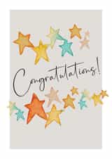 Congratulations Card - Watercolour - Stars created by Heather Trefusis Art