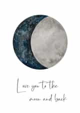 Cute Anniversary Card - Moon and Back created by Heather Trefusis Art