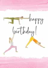 Fun yoga and pilates birthday card created by Heather Trefusis Art