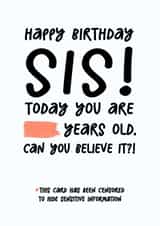 Funny Birthday Card - Sister - This Card Has Been Censored created by Silly Billy