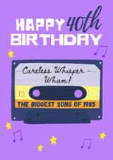 Classic 40th Birthday Card - Music - 1985 created by Sian Moore Illustration