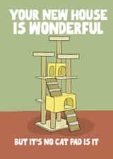 Funny New Home Card - Cat House - Cat Scratching Post created by Pickled Prints