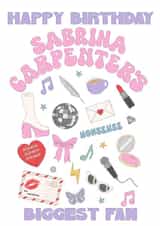 Modern Happy Birthday Card - Sabrina Carpenter - Biggest Fan created by @sophie robbens