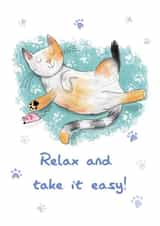 Cute Send A Smile Card - Relax And Take It Easy - Cat created by Holly Bushnell Illustration