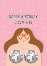Funny Birthday Card - For Her - Disco Tits created by Immy Illustrates