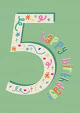 Number 5, Happy Birthday Confetti style created by Kard & Cotton