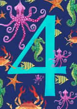 Cute 4th Birthday Card - Fish - Sealife created by While Sadie Sleeps