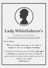 Modern Birthday Card - Bridgerton - Lady Whistledown created by Pretty Unique Gifts