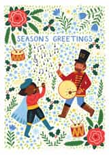 Pretty Christmas Card Twelve Days Of Christmas - Pipers Piping Drummers Drumming created by Pear Tree Press