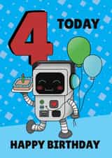 Cute 4th Birthday Card - Robot - 4 Today created by @Cupsie's Creations