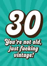 Cheeky 30th Birthday Card - You're Not Old, Just Fucking Vintage - Rude created by Blush & Blossom 