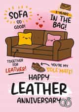 Cute Anniversary Card - 3rd Anniversary - For Leather Anniversary created by Twisted Haggis