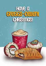 Funny Christmas Card - Festive Bake - Greggs-cellent Christmas created by I Draw Stuff