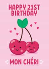 Cute 21st Birthday Card - Mon Chéri created by Blush & Blossom