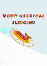 Cute Christmas Card - Sledgend - Sausage Dog created by Stilus