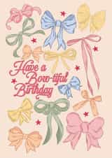 Classic Birthday Card - For Her - Bow-tiful Birthday created by amysrvc illustration
