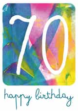 Classic Birthday Card - 70th - Colourful Abstract Painting created by size3art