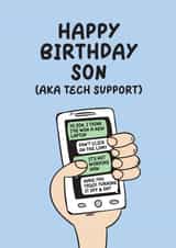 Funny Birthday Card For Son - Tech Support - Savvy created by Lucy Marie Design