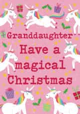 Cute Christmas Card - Granddaughter - Unicorns created by Hannah Jayne Lewin