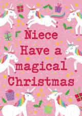 Cute Christmas Card - Niece - Unicorns created by Hannah Jayne Lewin