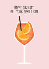 Cheeky birthday card for Aperol Spritz loving friends or family created by MJB Design