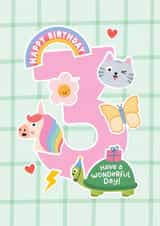 Cute 3rd Birthday Card - For Her - Stickers created by Macie Dot Doodles