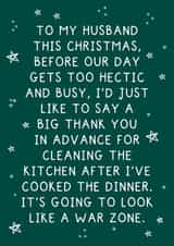 Funny Christmas Card - Christmas Cleaning - For Husband created by Pickled Prints