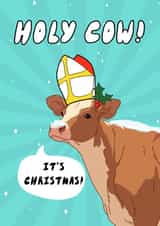 Funny Christmas Card - Holy Cow! created by KikiDoodles