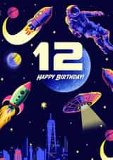 Retro 12th Birthday Card - Space - Astronaut created by Rocket68