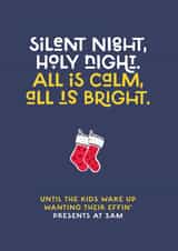 Funny Christmas Card  - For Parents - Silent Night - Christmas Morning created by Stoats & Weasels
