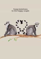 Cute Wedding/Engagement Card - Lemurs - Heart created by lil wabbit