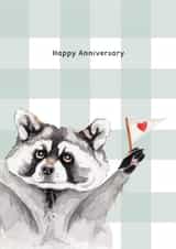 Cute Anniversary Card - Racoon - Hand Drawn created by lil wabbit