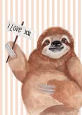 Cute Anniversary Card - Sloth - I Love You - Pink created by lil wabbit