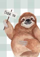Cute Thank You Card - Sloth - Gingham created by lil wabbit