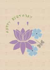 Natures elegance, Happy Birthday card with a waterlily, petals and a dragonfly! created by May Annella