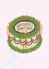 Funny Birthday Card - Witches Don't Age - Cake - Halloween Birthday Card For Her created by The Happy Badger