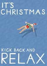 Quirky Christmas Card - Santa In A Pool - Relax created by Laura Darrington Design Ltd.