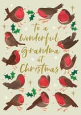 Cute Christmas Card - For Grandma - Festive Robins created by Laura Darrington Design Ltd.