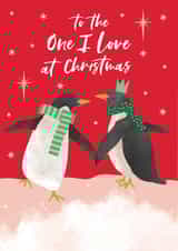 Classic Christmas Card - For Partner - Festive Penguins created by Laura Darrington Design Ltd.