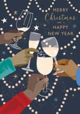 Classic Christmas Card - Cheers - Drinking created by Laura Darrington Design Ltd.