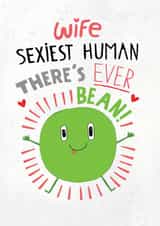 Funny Birthday Card - For Wife - Sexiest Human - Bean created by Pencilface
