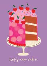 Cute Birthday Card - Eat Cake - Purple created by AbiGoLucky