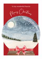 Classic Christmas Card - For Fiancee - Snow Globe created by Heather Trefusis Art