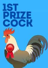 Congratulations card- cockerel- 1st prize cock created by Rowan Finch
