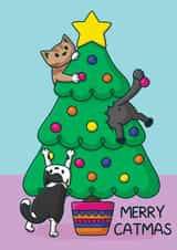 Cute Christmas Card - Tree - Cats created by Doodlecats